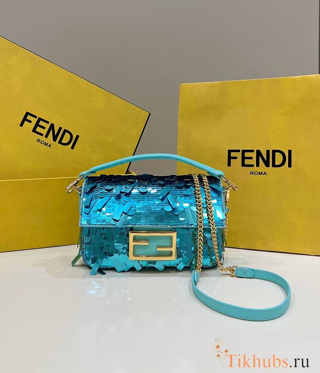 Fendi Turquoise Sequin Blue 19x5x11cm - 1