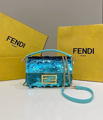 Fendi Turquoise Sequin Blue 19x5x11cm