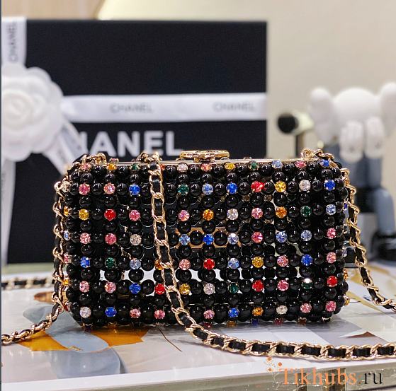 Chanel Evening Bag Glass Pearls & Gold Black Multicolour 17x11x7cm - 1