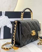 Chanel 23S Flap Bag With Top Handle Caviar Gold Black 19x13x7.5cm - 6