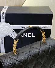 Chanel 23S Flap Bag With Top Handle Caviar Gold Black 19x13x7.5cm - 5