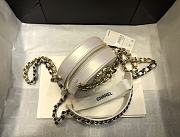 Chanel 19 Round Clutch With Chain Iridescent White Gold 12x12x4.5cm - 4