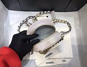 Chanel 19 Round Clutch With Chain Iridescent White Gold 12x12x4.5cm - 2