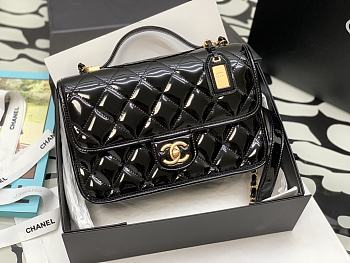 Chanel Medium Flap Bag Patent Black 25cm