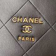 Chanel Shopping Tote Bag Leather Black Gold 34x24x13cm - 3