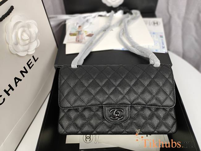 Chanel Flap Bag Black Hardware Caviar Black 25cm - 1