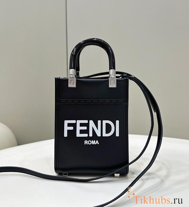 Fendi Mini Sunshine Shopper Black Leather 18x13x6.5cm - 1