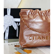Chanel 22 Mini Handbag Metallic Calfskin & Pink Gold Tone Metal 20x19x6cm - 3