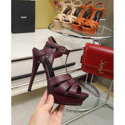 YSL Tribute Heeled Sandals Leather Burgundy Red 13cm - 1