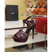 YSL Tribute Heeled Sandals Leather Burgundy Red 13cm - 4