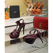 YSL Tribute Heeled Sandals Leather Burgundy Red 13cm - 2