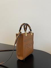 Fendi Mini Sunshine Shopper Brown Leather Bag 13x18x6.5cm - 5