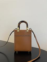 Fendi Mini Sunshine Shopper Brown Leather Bag 13x18x6.5cm - 2