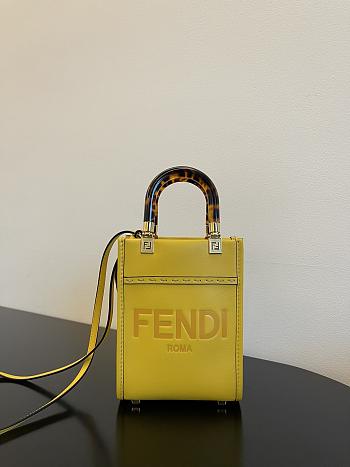 Fendi Mini Sunshine Shopper Yellow Leather Bag 13x18x6.5cm