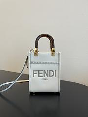 Fendi Mini Sunshine Shopper White Leather Bag 13x18x6.5cm - 1