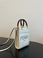 Fendi Mini Sunshine Shopper White Leather Bag 13x18x6.5cm - 3