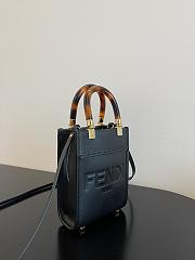 Fendi Mini Sunshine Shopper Black Leather Bag 13x18x6.5cm - 3