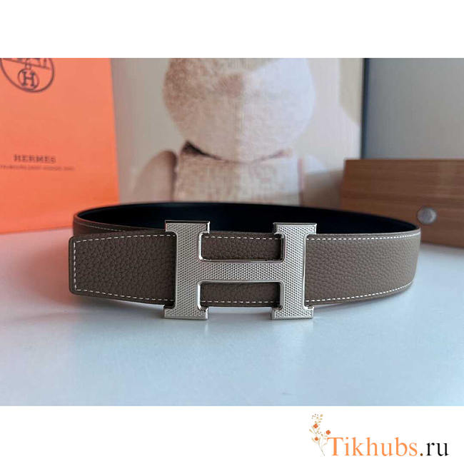 Hermes Togo Leather Belt Grey - 1