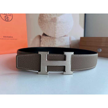 Hermes Togo Leather Belt Grey