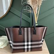 Burberry Medium Check and Leather Tote Brown 34x14x28cm - 2