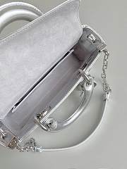 Dior Small Lady D-joy Bag Silver Tone Metallic Diamond Motif 22 x 12 x 6 cm - 5