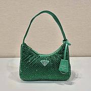Prada Satin Mini Bag With Crystals Green 22x17x6cm - 1
