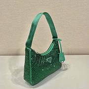 Prada Satin Mini Bag With Crystals Green 22x17x6cm - 4