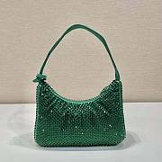 Prada Satin Mini Bag With Crystals Green 22x17x6cm - 3