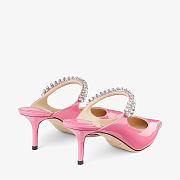 Jimmy Choo Candy Pink Patent Leather Pumps Crystal Bing 65  - 4