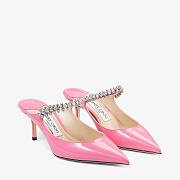 Jimmy Choo Candy Pink Patent Leather Pumps Crystal Bing 65  - 3