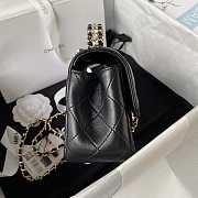 Chanel Camellia Embossed With Top Handle Bag Black 18cm - 5