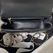Chanel Camellia Embossed With Top Handle Bag Black 18cm - 3