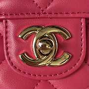 Chanel Camellia Embossed With Top Handle Bag Rose Red 18cm - 3