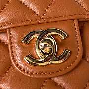 Chanel Camellia Embossed With Top Handle Bag Brown 18cm - 2