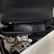 Chanel Camellia Embossed With Top Handle Bag Black 21cm - 6