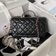 Chanel Camellia Embossed With Top Handle Bag Black 21cm - 3