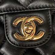 Chanel Camellia Embossed With Top Handle Bag Black 21cm - 2