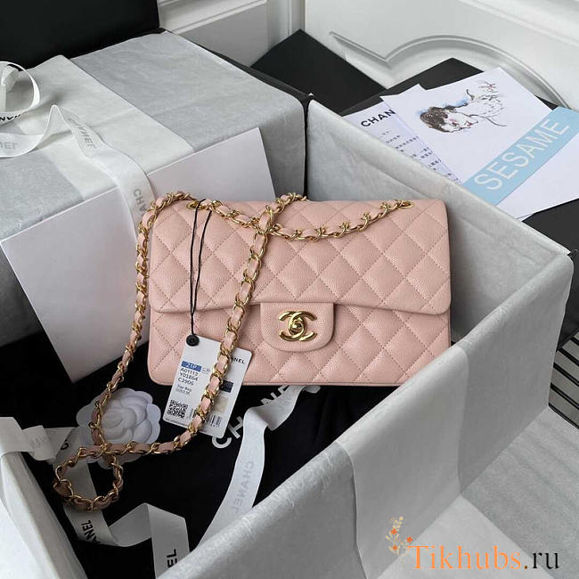 Chanel Small Flap Bag Caviar Gold Hardware Pink 23cm - 1