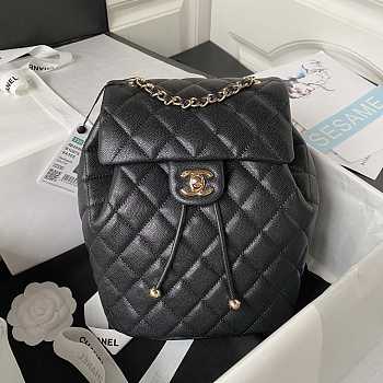 Chanel Backpack Caviar Gold Black 25x20x12cm