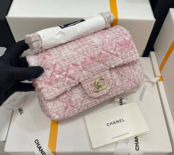Chanel 22C Pink Tweed Flap Bag 20cm