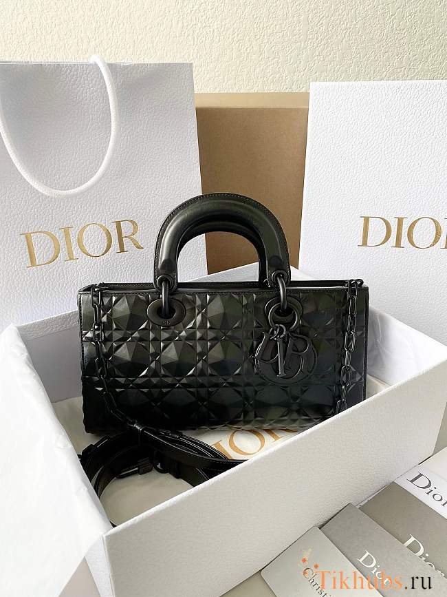 Dior Medium Lady D-Joy Bag Black Diamond Motif 26 x 13.5 x 5 cm  - 1