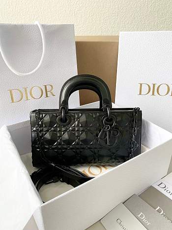 Dior Medium Lady D-Joy Bag Black Diamond Motif 26 x 13.5 x 5 cm 