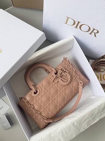 Dior Medium Lady D-Joy Bag Rose Diamond Motif 26 x 13.5 x 5 cm