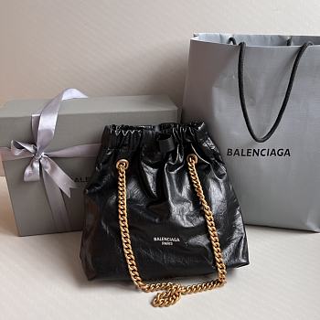 Balenciaga Crush Small Tote Bag Black Crushed Calfskin 23.8x25.4x10cm