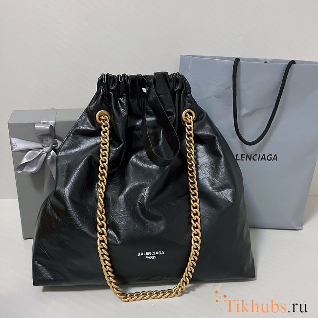 Balenciaga Crush Medium Tote Bag Black Calfskin 39x46x14cm  - 1