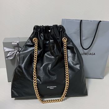 Balenciaga Crush Medium Tote Bag Black Calfskin 39x46x14cm 