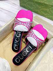 Gucci Women's Slide Sandal With Crystals Fuchsia 6.5cm - 2