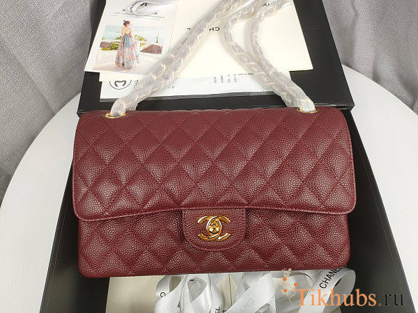 Chanel Flap Bag Caviar in Wine Red 25cm with Gold Hardware - 1
