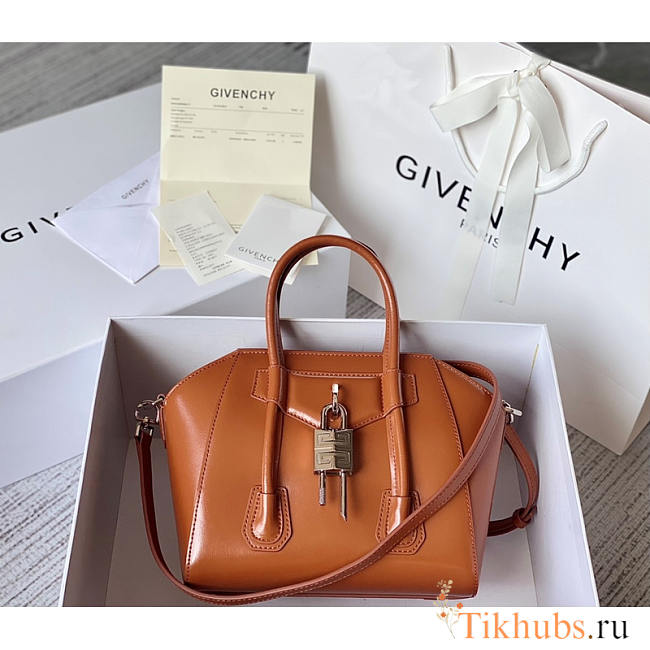 Givenchy Antigona Lock Mini Tote Brown 23x27x13cm - 1