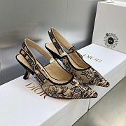 Dior Jadior Slingback Pumps Embroidered Jouy Print On Hazelnut Cotton - 1